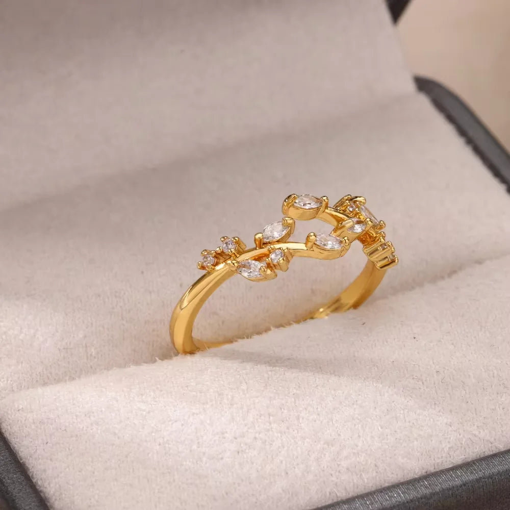Elegant Stainless Steel Big Bloom Flower Rings For Women Gold Color Sun Starfish Open Ring Finger Jewelry Wedding Her Gift Punk