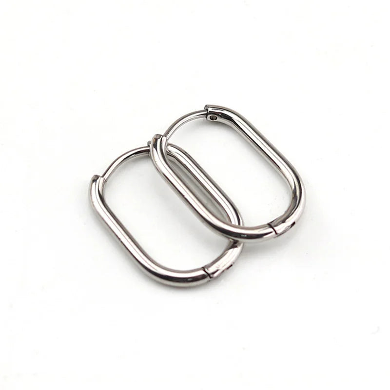1 Pair High Polished Stainless Steel Hoop Earrings For Women/Men Geometric Allotype Ear Buckles Hip Hop Party Creative Jewelry