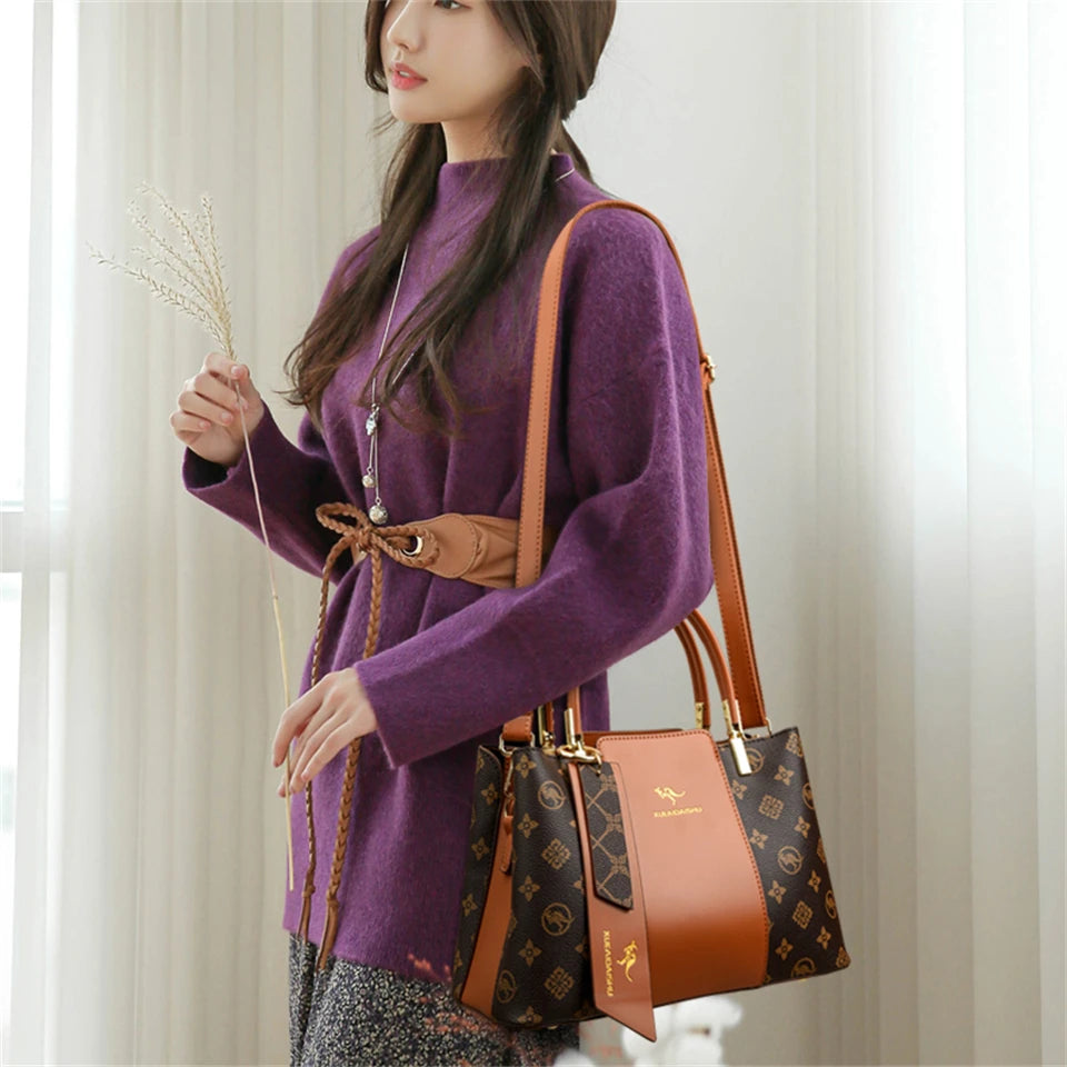 Luxury Print Leather Handbag - Large Capacity Crossbody Shoulder Bag