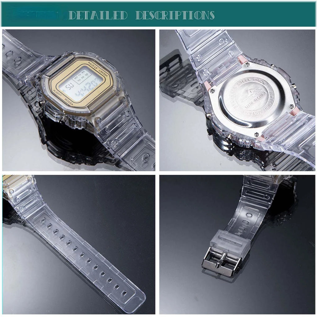 PCV/F91W Steel Strap Watch LED Digital Watch Square Women Watches Vintage Sports Military Watches Electronic Wrist Band Clock