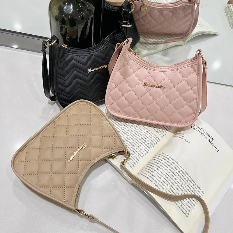Women Soft Faux Ladies Crossbody Bag Underarm Bag Retro Handbag Fashion Design Girls Small Shoulder Bags