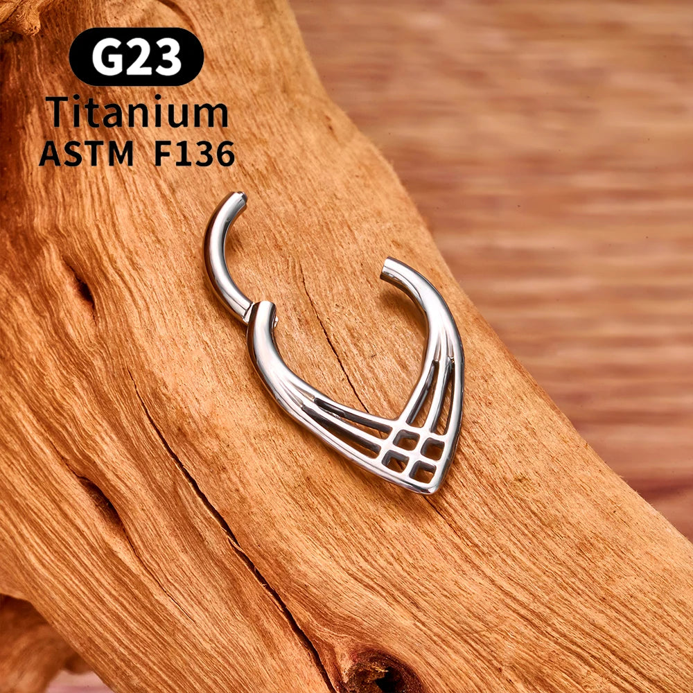ASTM F136 G23 TItanium Piercing Septum Heart Nose Rings 16G Hinged Clicker Tragus Cartilage Helix Earrings Punk Body Jewelry