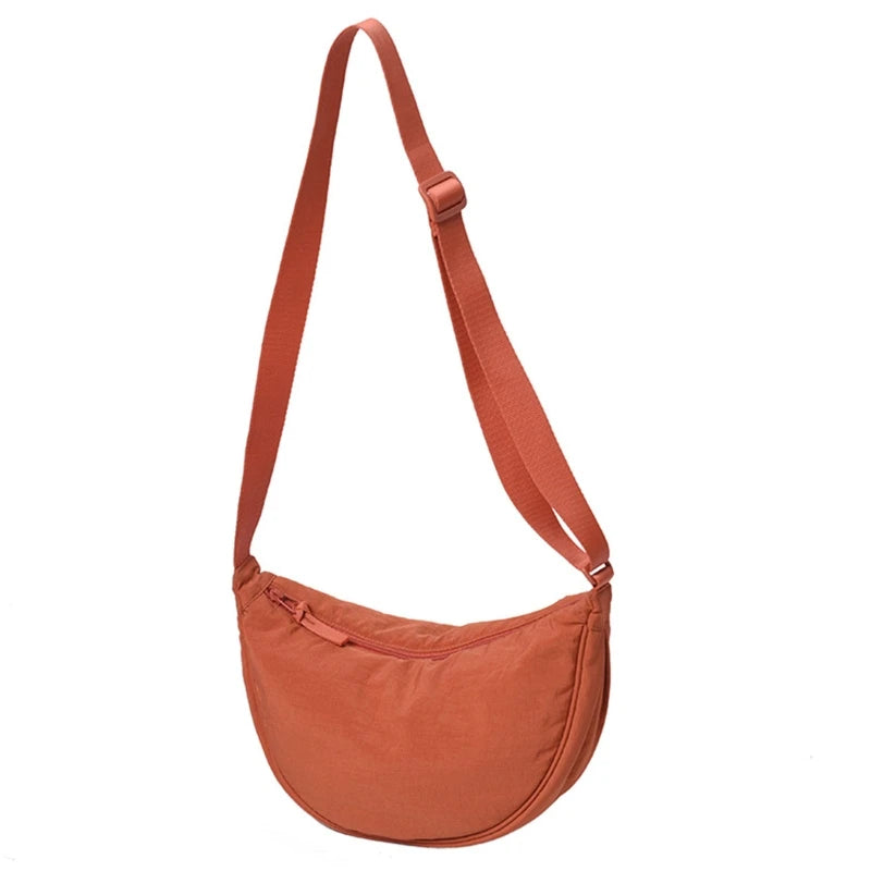 Women Half Moon Shape Crossbody Chest Bag Casual Nylon Shoulder Bag Female Large Capacity Tote Solid Lady Travel Shopper Handbag