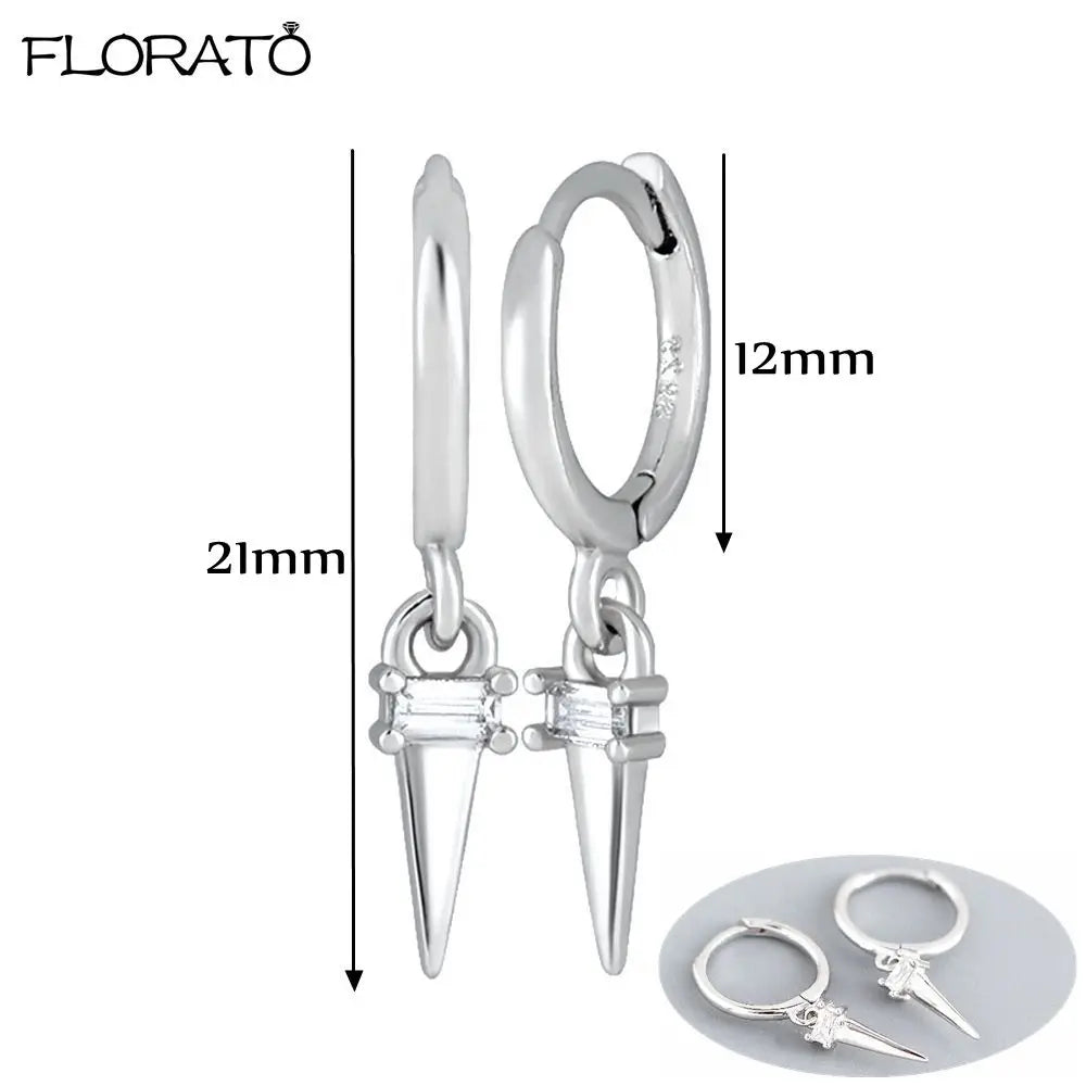 925 Sterling Silver Needle Punk Spike Rivet Hoop Earrings For Women Huggie Earrings Ear Cuff Piercing Earring Gothic Jewelry