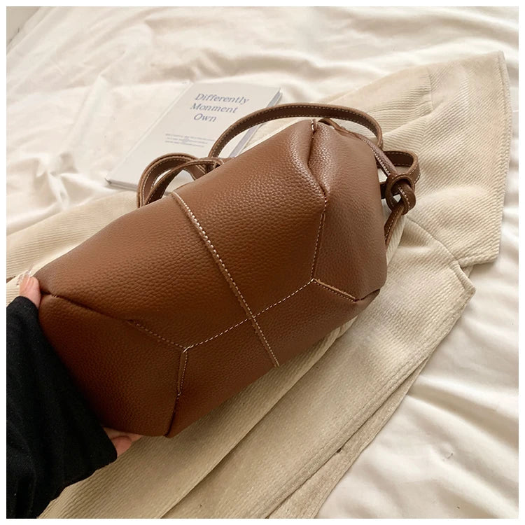 High Quality PU Tote Bags Fashion Solid Hasp Simple Versatile Sense of Luxury Shoulder and Handbags for Women 2024 New Style