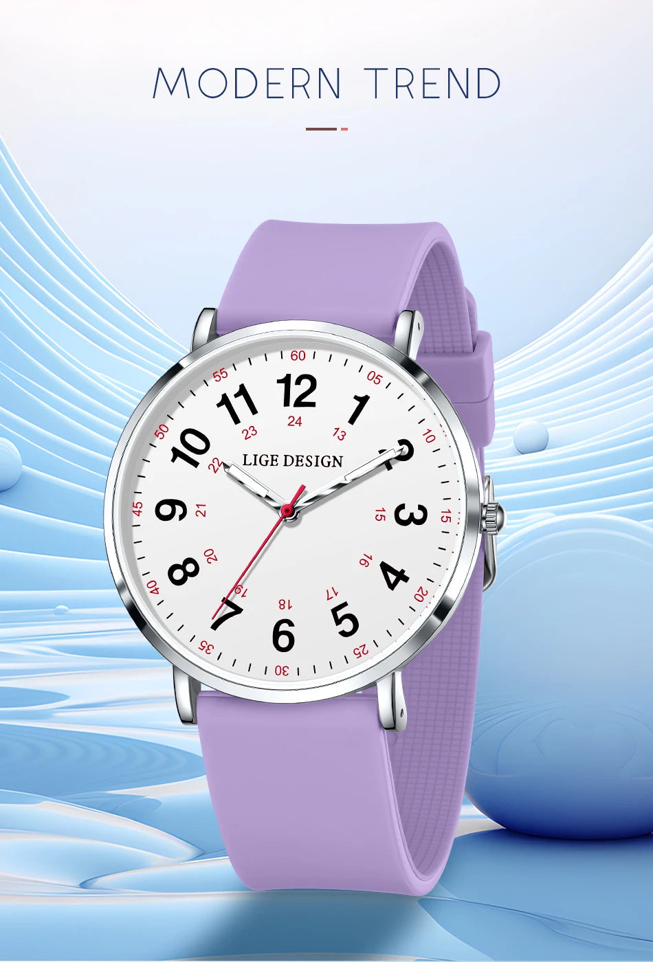 LIGE Fashion Elegant Watch - Candy Color Silicone Luminous Waterproof