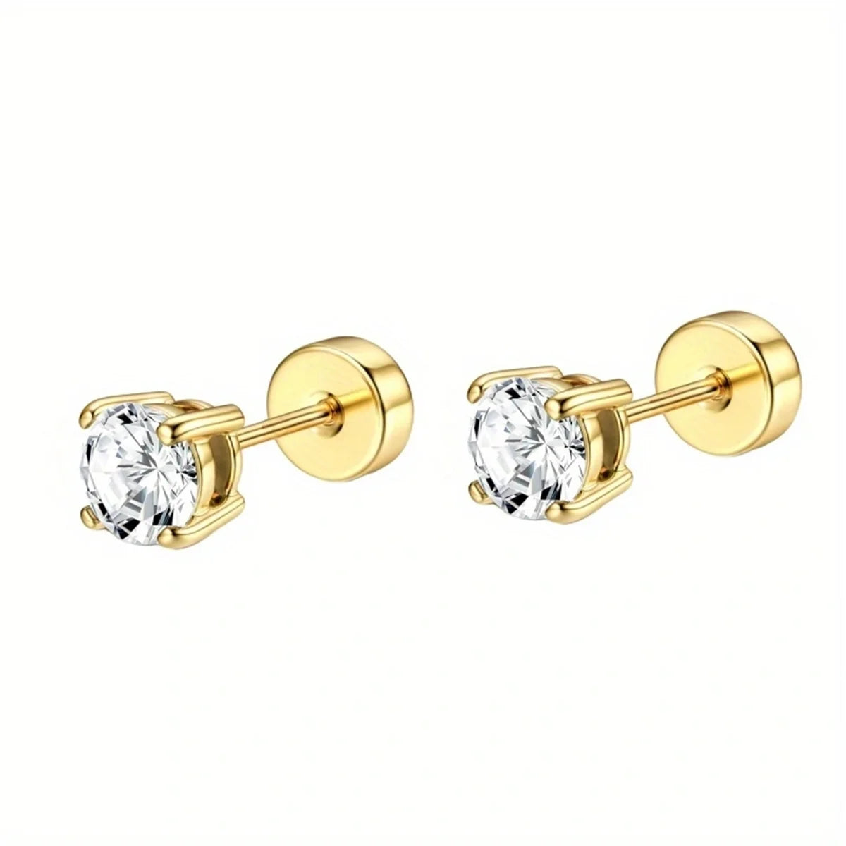 2/6Pcs 20G Novel Stainless Steel Hypoallergenic Flat Back Stud Earrings,Tiny CZ Cartilage Trgus Helix Percing Jewelry Set
