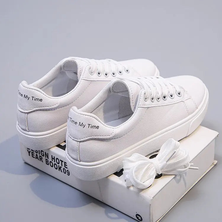 Women's Vulcanize PU Leather Platform Sneakers - Classic White Shoes