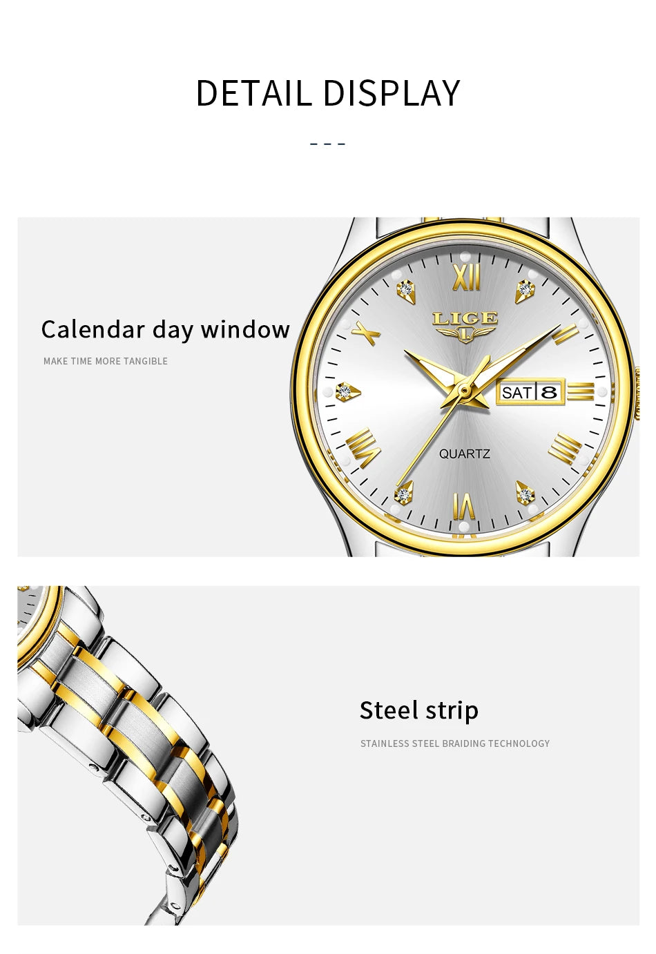 LIGE Women Wrist Watch Original Watches for Ladies Waterproof Stainless Steel Luxury Quartz Woman Wristwatch Diamond Dial Clock