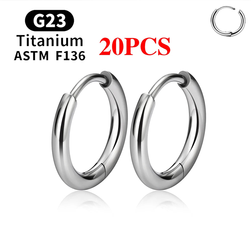 2/20PCS G23 Titanium Earring Hoop CZ Hinged Segment Round Nose Ring for Women Ear Tragus Cartilage Helix Daith Piercing Jewelry