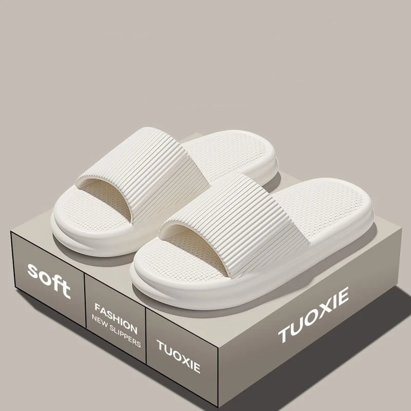 Women Summer Concise EVA Slippers Men Soft Home Slides Couples Bathroom Non-slip Sandals Adults Comfortable Outdoor Beach Shoes