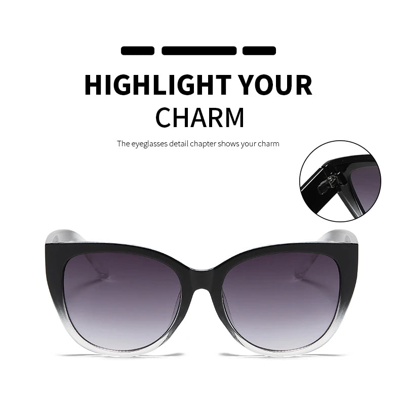 Retro Fashion Cat Eye Sunglasses - Simple Wide Leg Gradient UV400