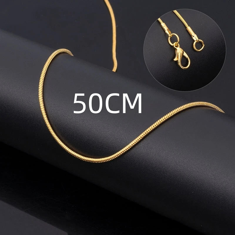 Vintage Gold Color Stainless Steel Snake Chain Necklace For Women Fashion Clavicle Chain Necklace Men Party Jewelry Accessories