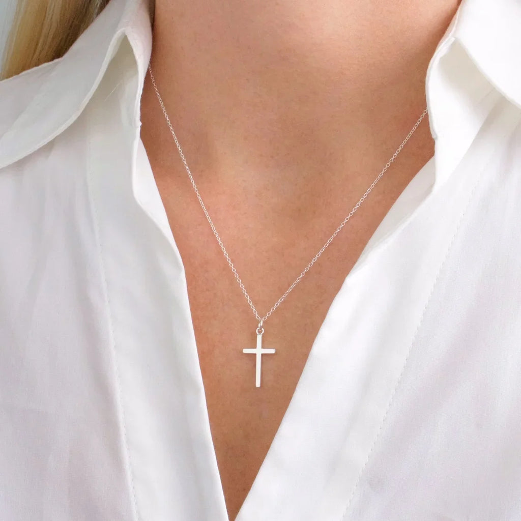 Stainless Steel Cross Necklac Gold Silver Color Necklace for Women Men Exquisite Chain  Necklaces Jewelry Birthday Present
