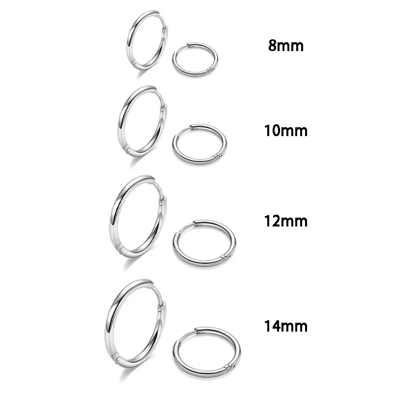 4Pairs Stainless Steel Solid Round Rings Huggies Earrings Set for Women Men Stackable Gold Plated Tiny Ear Cartilage Hoops