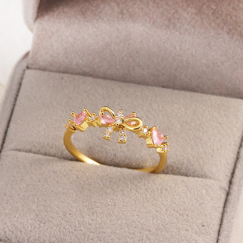 Fashion Moon Heart Flower Butterfly Rings For Women Sweet Girls Exquisite Shiny Rhinestone Crystal Open Ring 2025 Romantic Jewel