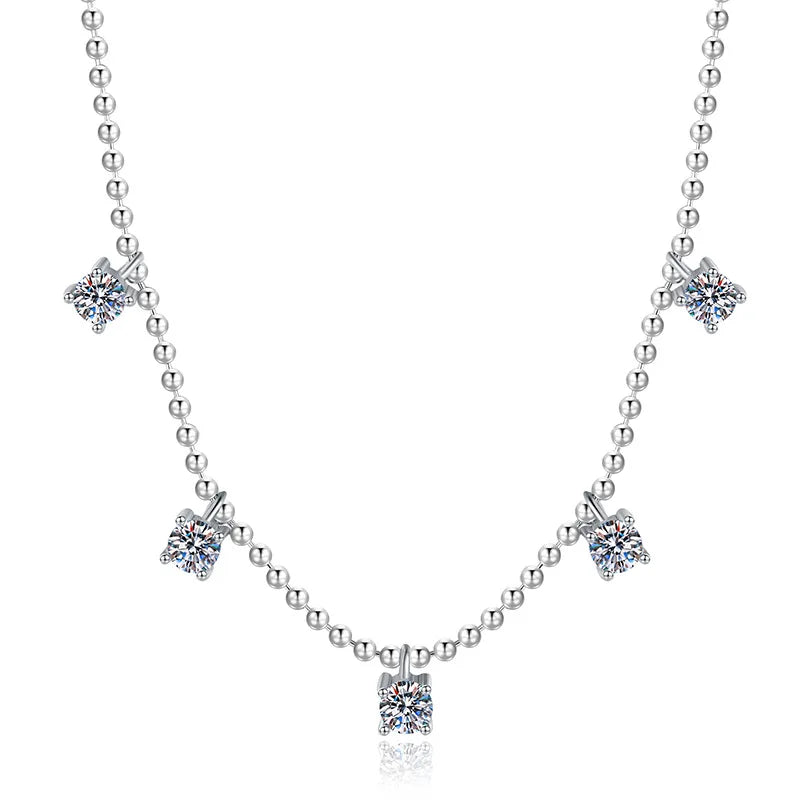 PT950 Platinum Inlaid 1.5 Carat D-color Moissanite Pendant, Starry Sky Collarbone Chain, Women's Necklace, PT950 Imprint