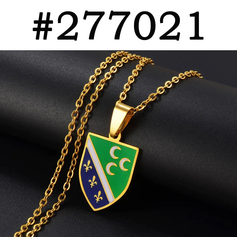 Anniyo Bosnians Pendant Necklaces Gold Color Silver Color Charm Bosna Bosniak Jewelry #264521