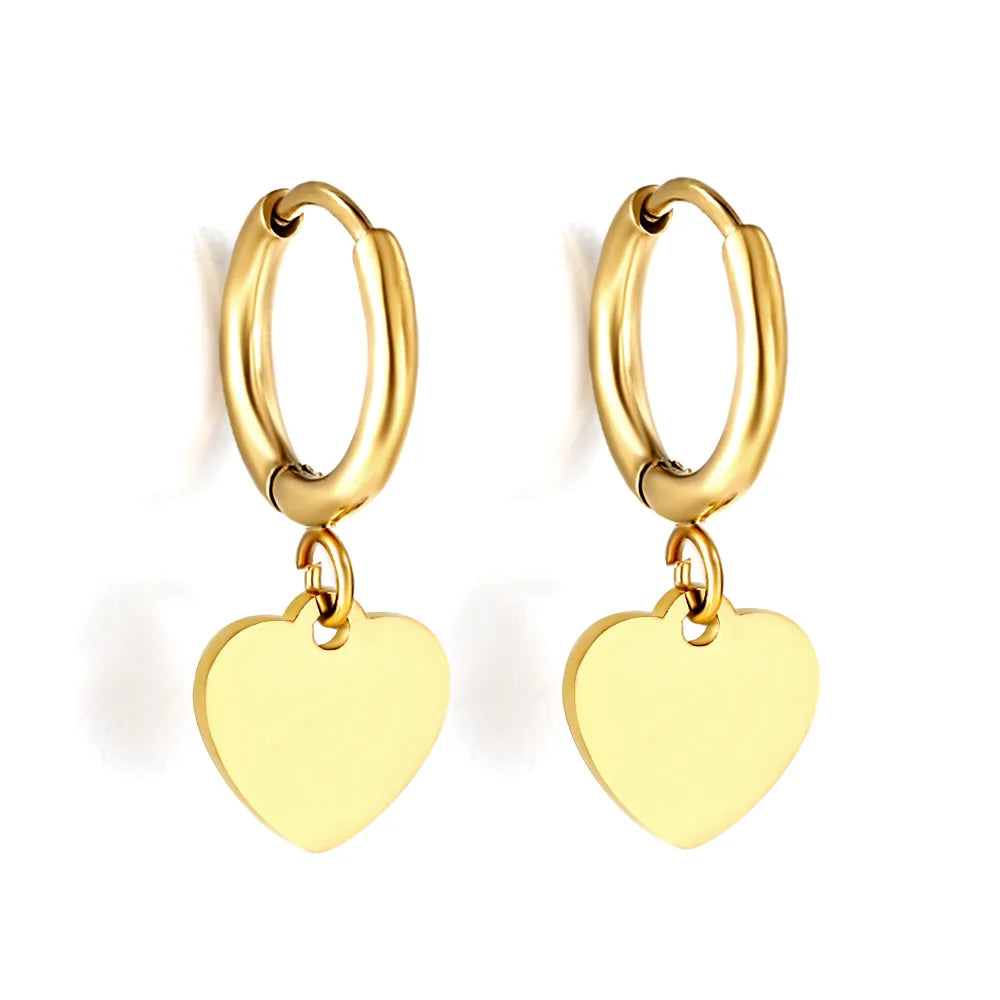 LUXUKISSKIDS Punk Smile Face Gold/Steel Color Drop Earrings Simple Hiphop Round Pendients Fashion Clips For Man/Woman/Girls