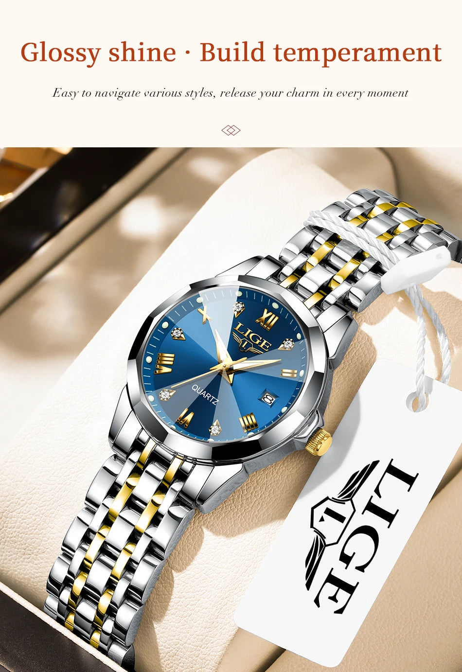LIGE Elegant Ultrathin Nordic Simple Style Quartz Movement Women's Wristwatch Fashion Stainless Steel Bracelet Belt Woman Watch