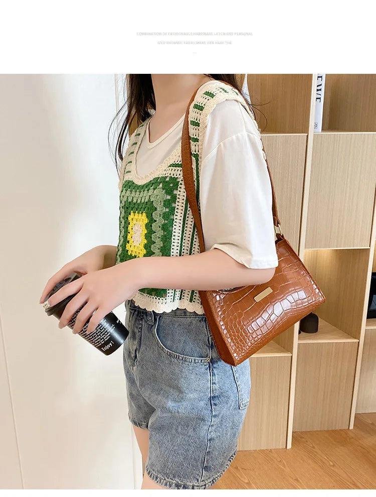 Fashion Shoulder Bag Crocodile Pattern Underarm Bag for Women Exquisite Crossbody Tote Purse Luxury Brand Handbags Shopping Bags