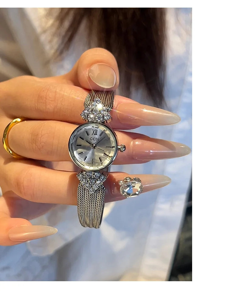 GEDI Luxury Retro High-End Ladies Watches Niche Vintage Quartz Woman Wristwatch Diamond Fashion Casual Watches for Woman