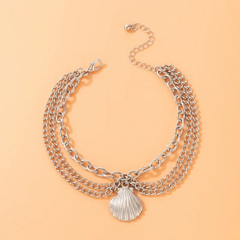 Classic Snake Multi-layer Anklet For Women Starfish Heart Shell Sexy Chain On Foot Leg Female Ankle Bracelet Beach Jewelry