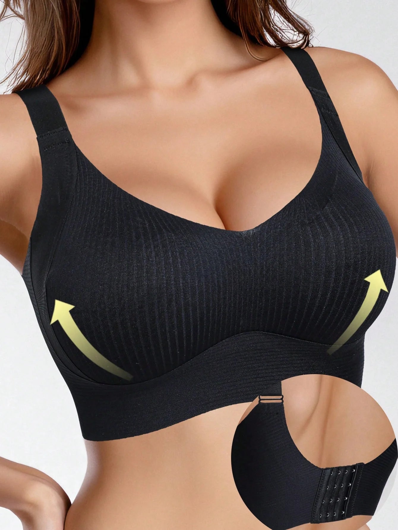 FINETOO Seamless Push-Up Bra - Wireless Removable Pads M-4XL