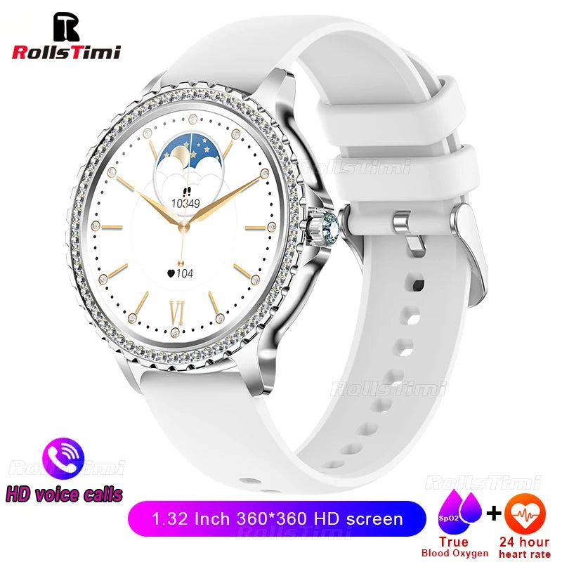 Fashion Luxury Gold Women Smart Watch Heart rate Blood Oxygen Sleep Monitoring Diamond Bracelet Bluetooth Call Smartwatch Ladies
