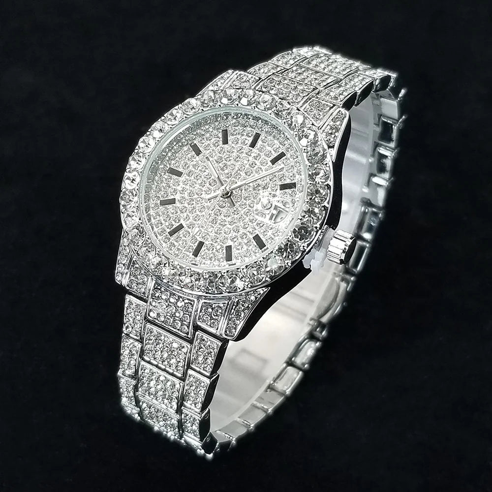 Classic Luxury Diamond Watches Women Fashion Bling Quartz Wristwatch Stainless Steel Iced Out Wedding Dress Accessories Watch