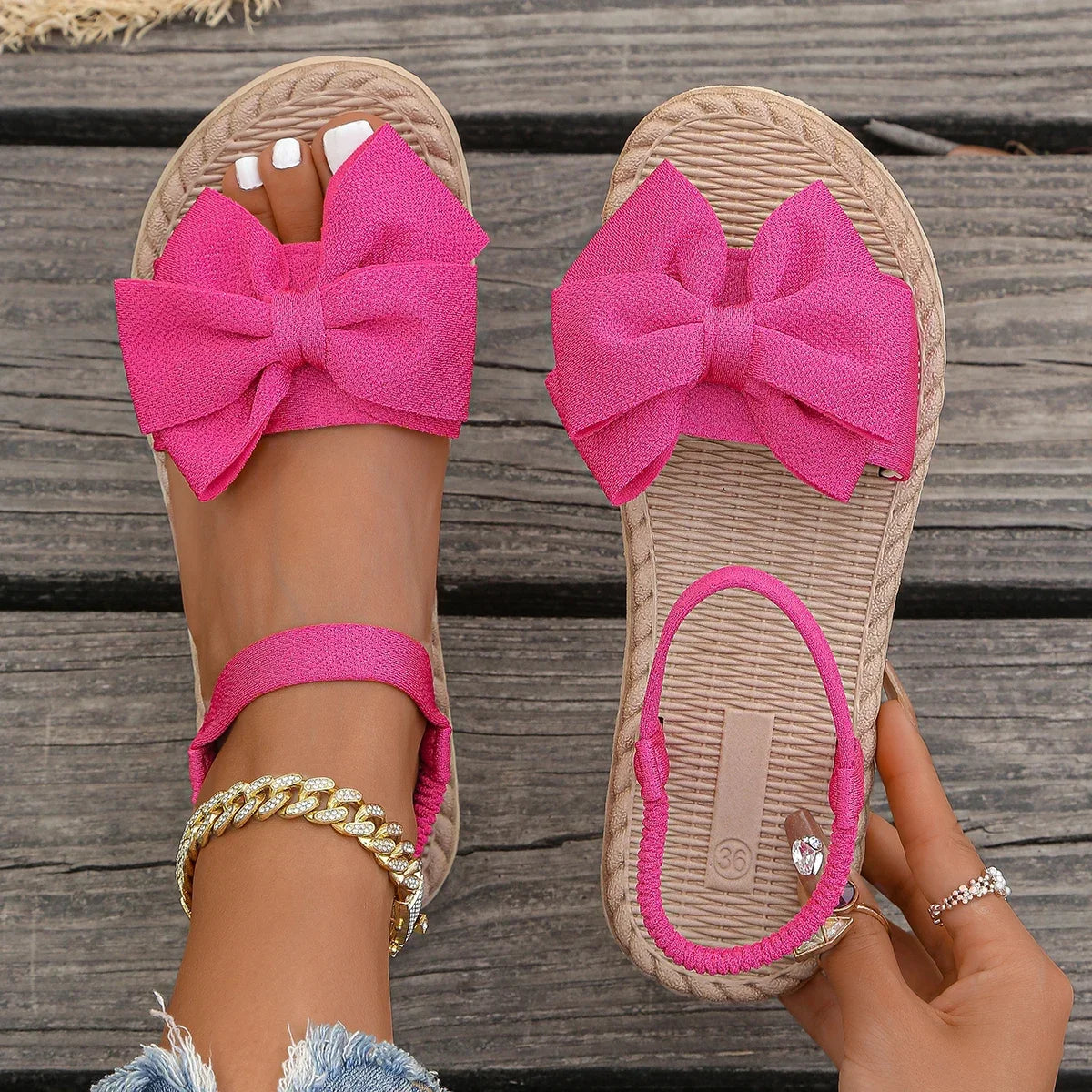 Women's Anti-Slip Trend Sandals 2025 - Summer Beach Bow Tie Flats