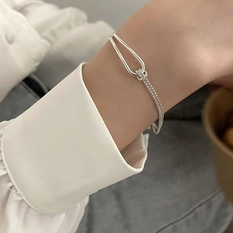 925 Sterling Silver Bracelet Bangle Vintage Open Lock Geometric Punk For Woman Girl Fashion Jewelry Gift Dropship Wholesale