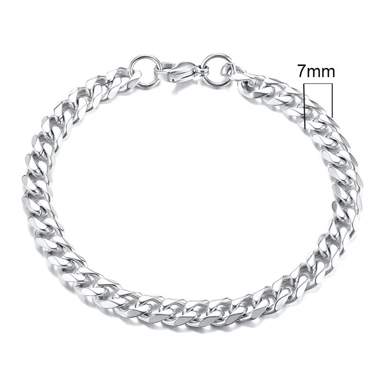 Vnox Men's Stainless Steel 7/8/9/10/12/15MM Link Chain Miami Cuban Bracelets for Male Boys Jewelry, 19cm/21.5cm, Gift for Dad