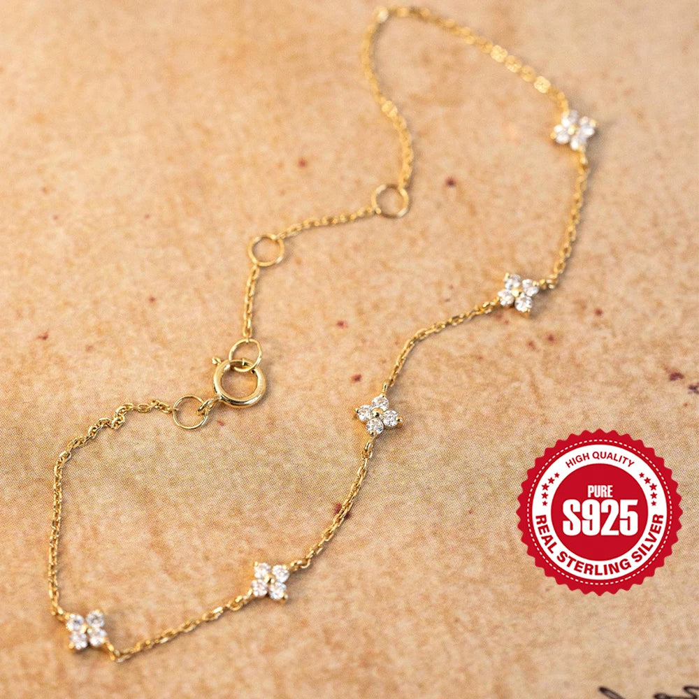 CANNER European American Style Eight-Pointed Star Zircon Bracelet S925 Sterling Silver Personality Simple Versatile Bracelet