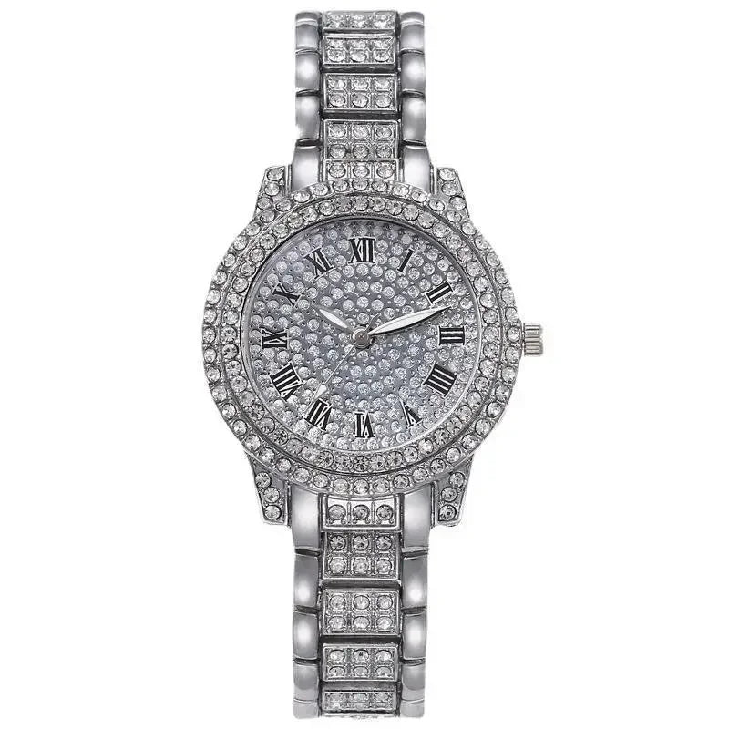Luxury Rhinestone Watch Women - Sparkling Quartz Stainless Steel Gift
