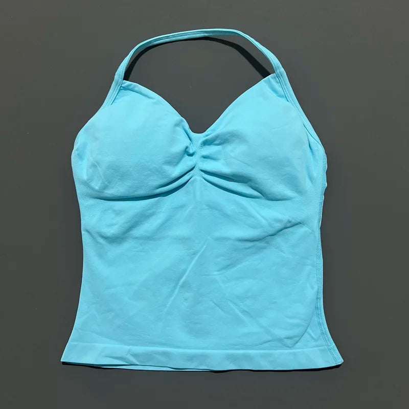 HISTELLO Impact Sports Bra - Longline Strappy Yoga Tank Top