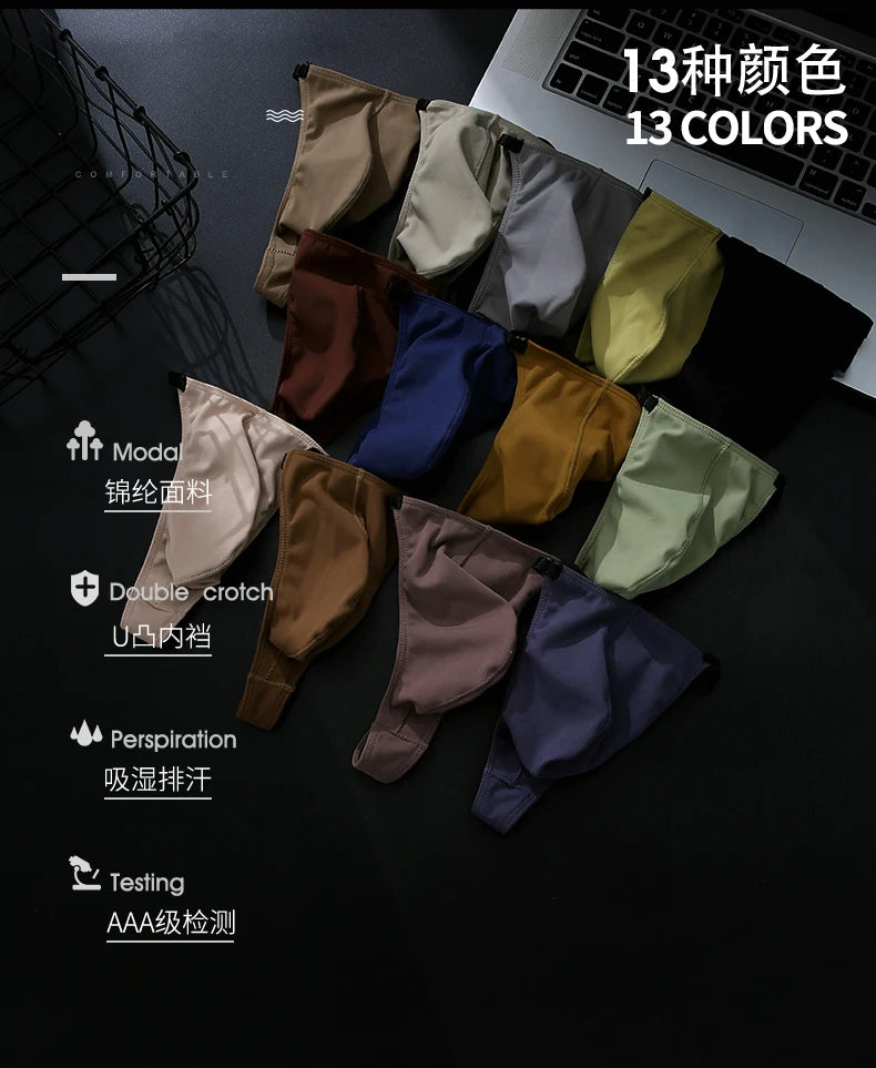 Multi size Comfortable  high stretch sports Thong men's T-pants Mens Sexy T Back  Men Brief Underwear Ribbed Pants Sexy T-Shaped