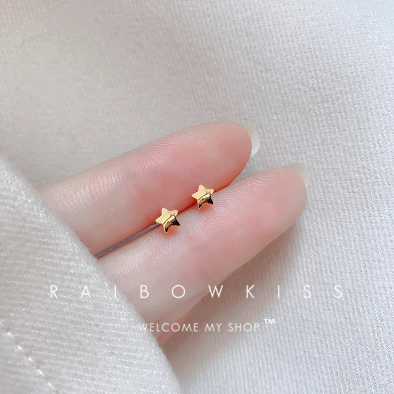 silver-plate Gold Color Mini Small Butterfly Heart Stud Earring For Women Cartilage Helix Tragus Ear Piercing Jewelry Gift