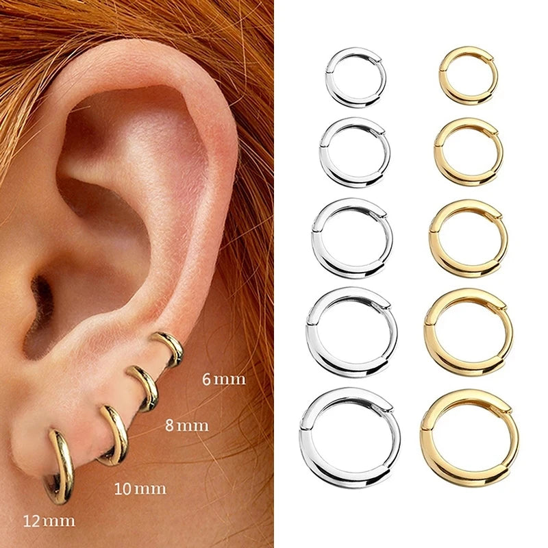 10/20Pcs Minimalist 316L Stainless Steel Small Hoop Earrings For Women Man Classic Round Earrings Fashion Ear Piercing Jewelry