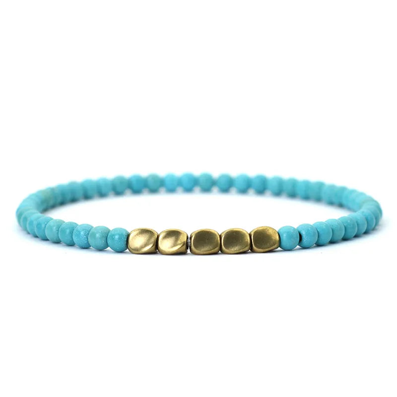 New Men 4mm Bracelet Irregular Copper Beads Strand Braclet Minimalist Black Onyx Stone Braslet Pulsera Hombre Gift For Him Joias