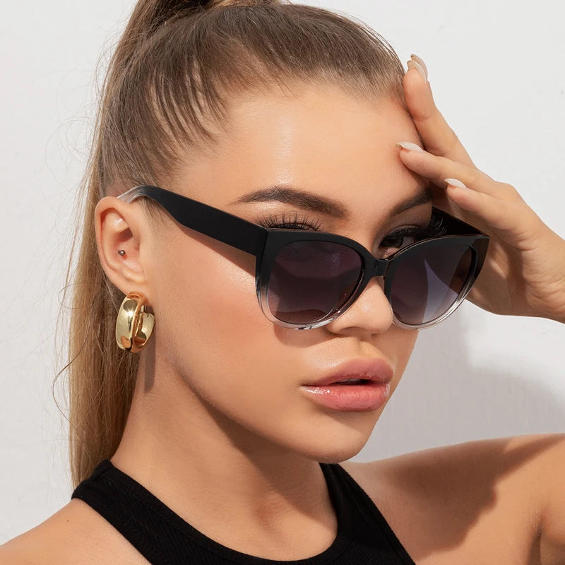 Retro Fashion Cat Eye Sunglasses - Simple Wide Leg Gradient UV400