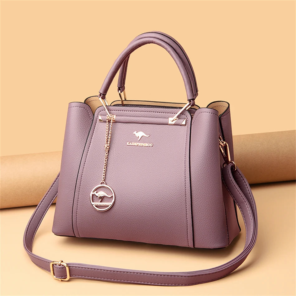 2024 Luxury Designer Handbag - 3 Layer Crossbody Leather Tote