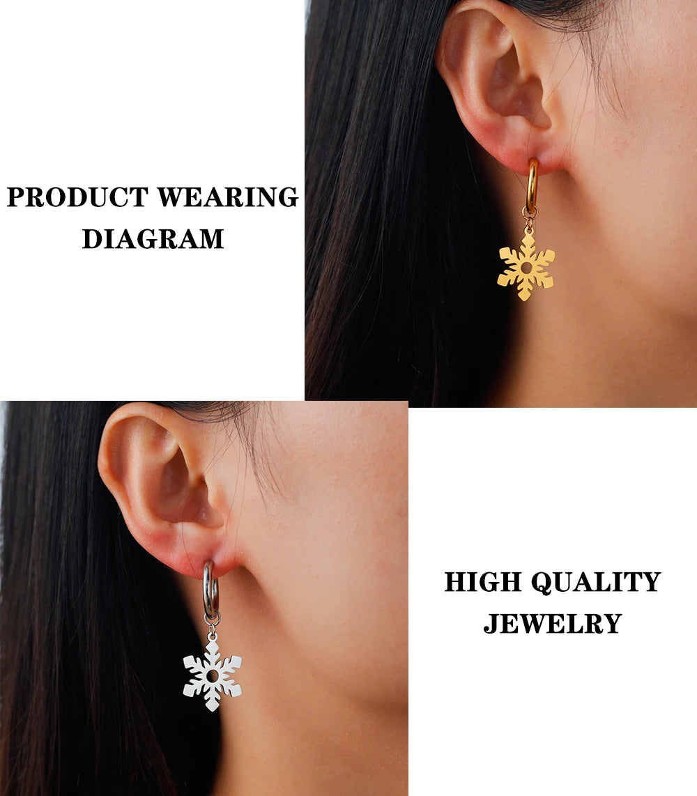 Lucktune Flower Clover Heart Drop Earrings Women Stainless Steel Star Sun Geometry Earrings 2025 New Fashion Kpop Jewelry Gift