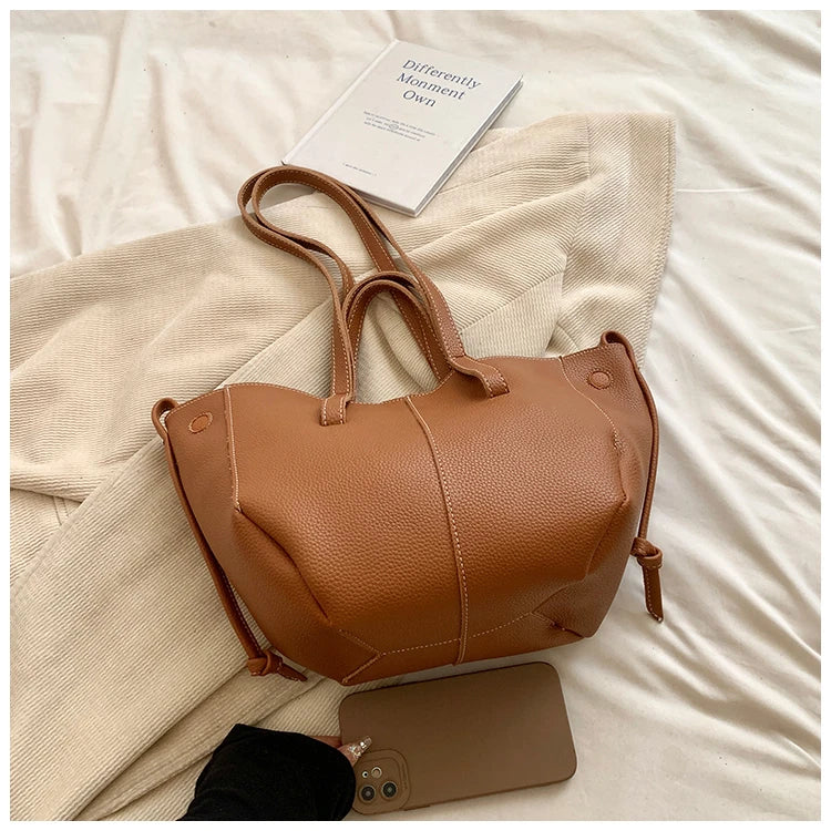 High Quality PU Tote Bags Fashion Solid Hasp Simple Versatile Sense of Luxury Shoulder and Handbags for Women 2024 New Style