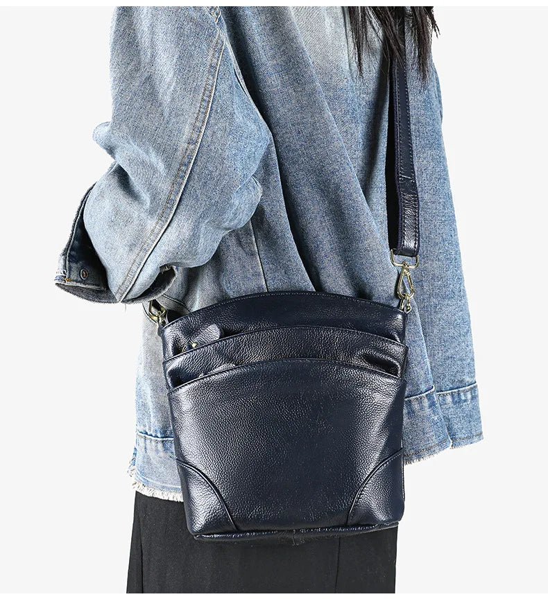 Genuine Leather Women Messenger Bags Cow Leather Crossbody Shoulder Bag Small Female Handbags Capacity Phone Bag for Girls