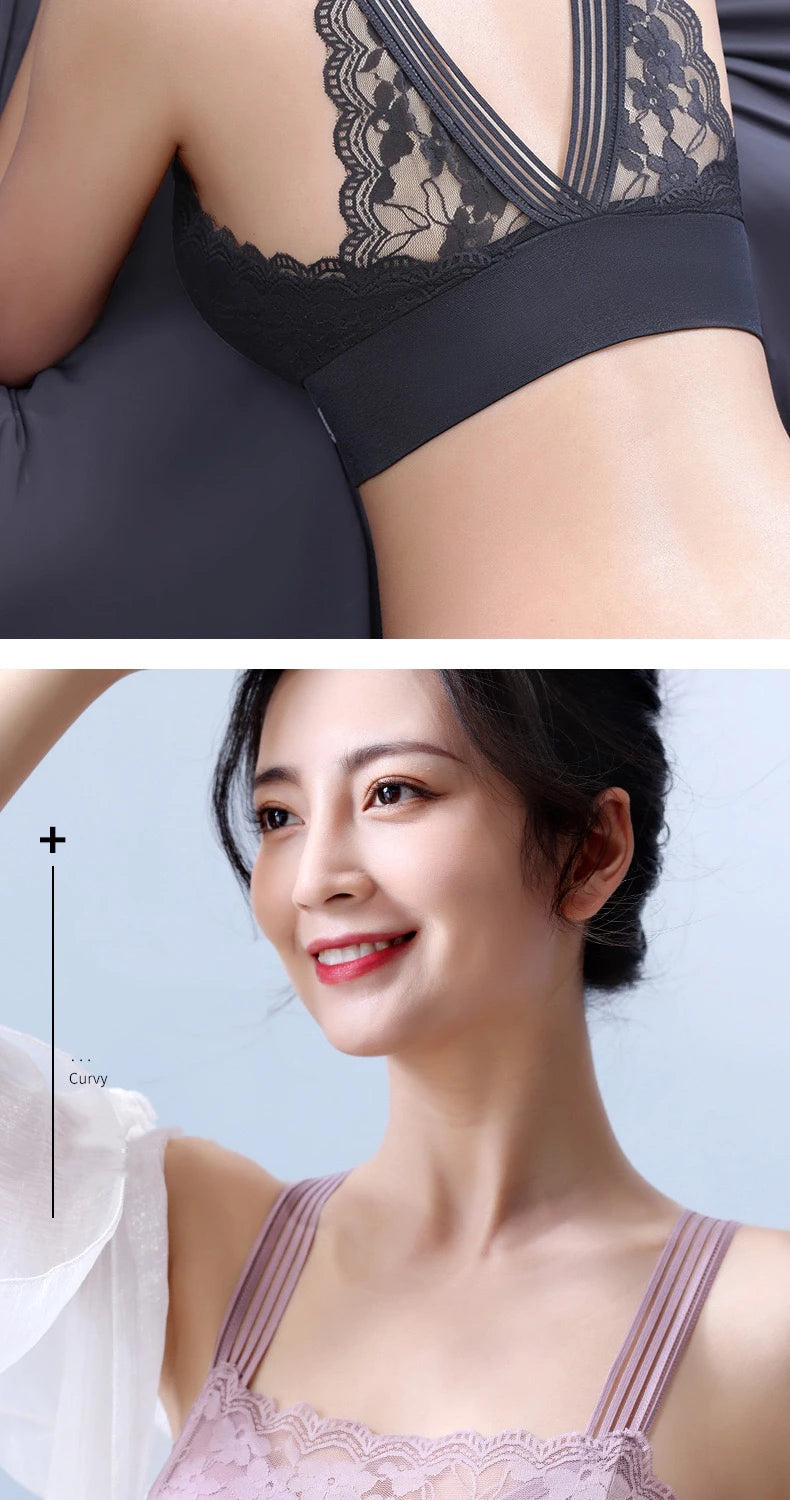 2PCS Women Lace Bras - Wireless Bralette Vest Style Tube Tops