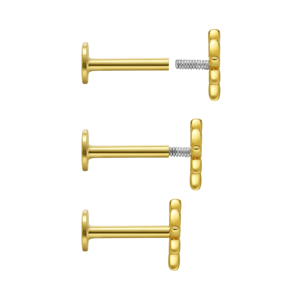 Aide 925 Sterling Silver 1piece Silver Color Thread Labret Upper Stud Earrings Cartilage Tragus Helix Piercing Studs Jewelry
