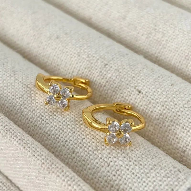 18K Gold Four Leaf Clover Jewelry Set - Necklace Bracelet Earrings Women
