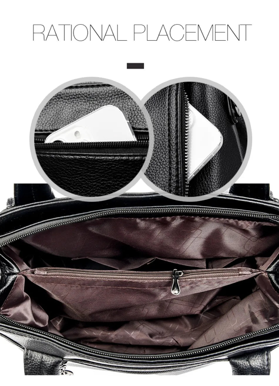 Luxury Soft Leather Handbag - Designer Crossbody Tote Bag 2024