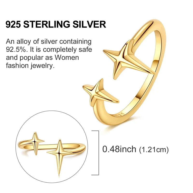 925 Sterling Silver Love Ring - Gold Sparkling Wedding Engagement